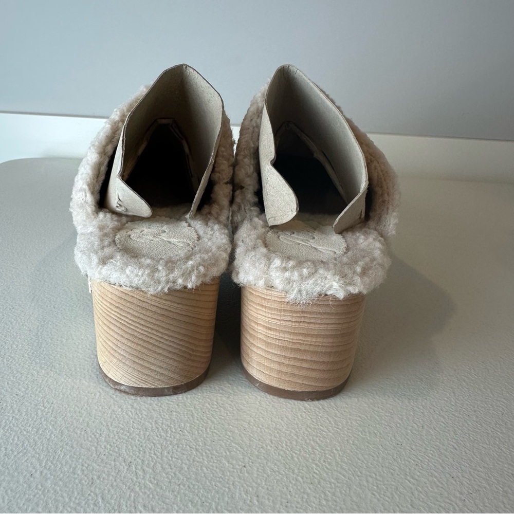 NEW J.Crew Dusty Ivory Curly Faux Shearling Sherpa Block Heel Platform Clogs 8 - Picture 3 of 7